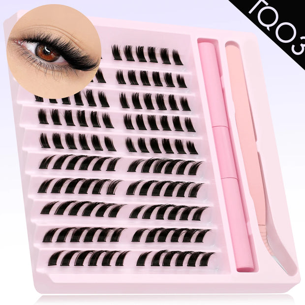 Eyelash Clusters Kit DIY Lash Extension Kit Lash Bond And Seal And Eyelash Tweezers With Waterproof Strong Hold - Luxe Ladies Moda