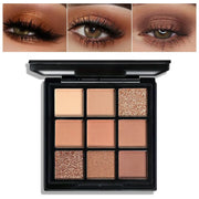9-Grid Red Eyeshadow Palette Purple Glitter Pearlescent Matte Eye Shadow Shimmer Makeup Long Lasting Women Beauty Eye Cosmetics - Luxe Ladies Moda