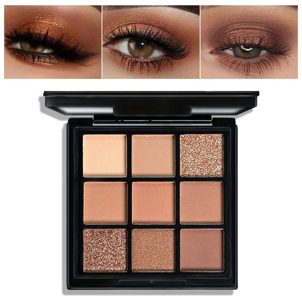 9-Grid Red Eyeshadow Palette Purple Glitter Pearlescent Matte Eye Shadow Shimmer Makeup Long Lasting Women Beauty Eye Cosmetics - Luxe Ladies Moda
