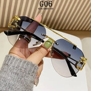 Rimless Sunglasses Women Trendy Luxe Fashion Sunglasses Vintage Glasses - Luxe Ladies Moda