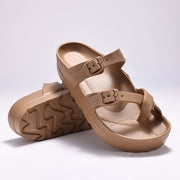 Platform Sandals Comfortable Foam Slides Thick Soles Outdoor Adjustable Buckle Beach Sandals with Arch Support