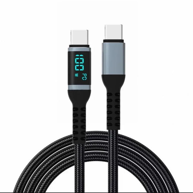 PD100W USB Type C to USB C Cable LED Display Fast Charging Charger 5A USB C Cord