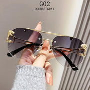 Rimless Sunglasses Women Trendy Luxe Fashion Sunglasses Vintage Glasses - Luxe Ladies Moda