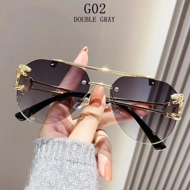 Rimless Sunglasses Women Trendy Luxe Fashion Sunglasses Vintage Glasses - Luxe Ladies Moda