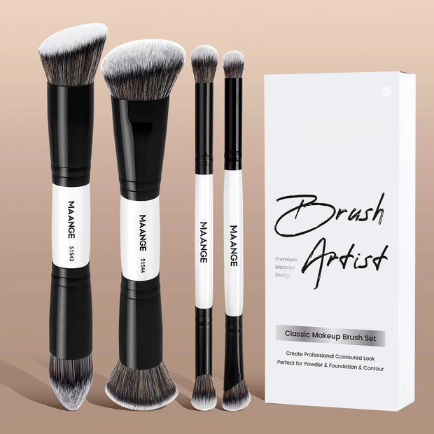 Makeup Brush Set Soft Hair Synthetic Kabuki Brushes Foundation Powder Blending Concealer Eyeshadow Double-ended Brushes