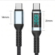 PD100W USB Type C to USB C Cable LED Display Fast Charging Charger 5A USB C Cord