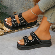 Summer Fashion Comfortable Women's Slippers Roman Metal Breathable Thick Sole Round Head Walking Casual Shoes - Luxe Ladies Moda
