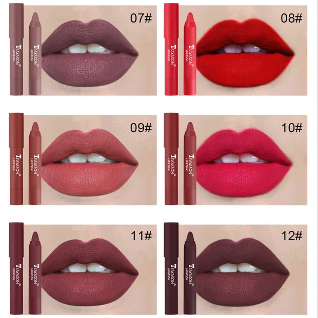 Nude Series Velvet Matte Lipstick Pencil Waterproof Long Lasting Red Lip Stick Non-Stick Cup Makeup Lip Tint Pen Cosmetic Makeup - Luxe Ladies Moda