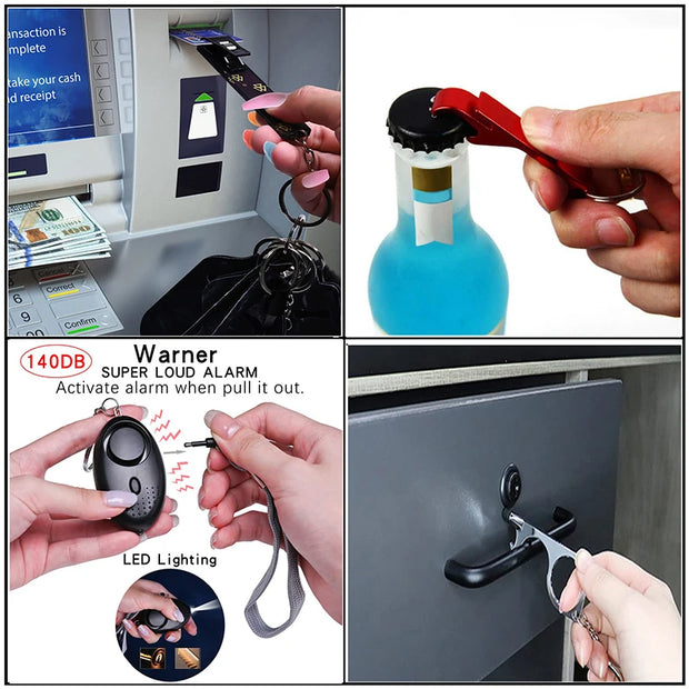 Factory Price Women Outdoor Self Defense Keychain Accessories Set Emergency Personal Protection Safety Alarm Women Product