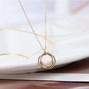 S925 Silver Round Choker Zircon For Women Fashion Chain Minimalist Dainty Double Circle Pendant Necklace Neck Fine Jewelry - Luxe Ladies Moda