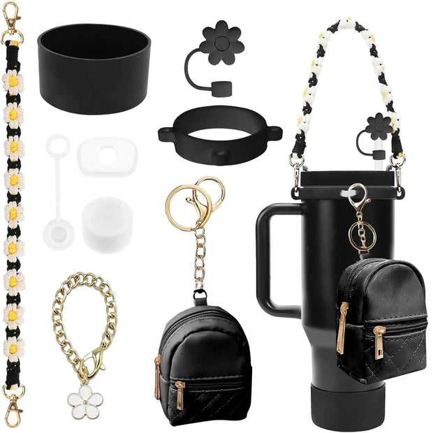 9PCS Cup Accessories Set Water Bottle Handle Strap Coin Purse Silicone Cup Boot Straw Cover for Stanley Cup 30oz & 40oz Tumbler - Luxe Ladies Moda