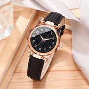 5pcs Set Womens Watches Set Ladies Fashion Watch Black Female New Simple Casual Womens Analog WristWatch Bracelet Gift No Box - Luxe Ladies Moda