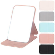 Desktop Makeup Mirror Solid Color PU Leather Simple Portable Handheld Makeup Mirror Foldable Student Compact Cute Pocket Mirror - Luxe Ladies Moda