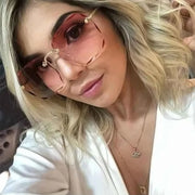 Sunglasses For Women ladies Rimless Sun glasses Diamond cutting Lens Brand Designer Ocean Shades Vintage female glasses eyewear - Luxe Ladies Moda