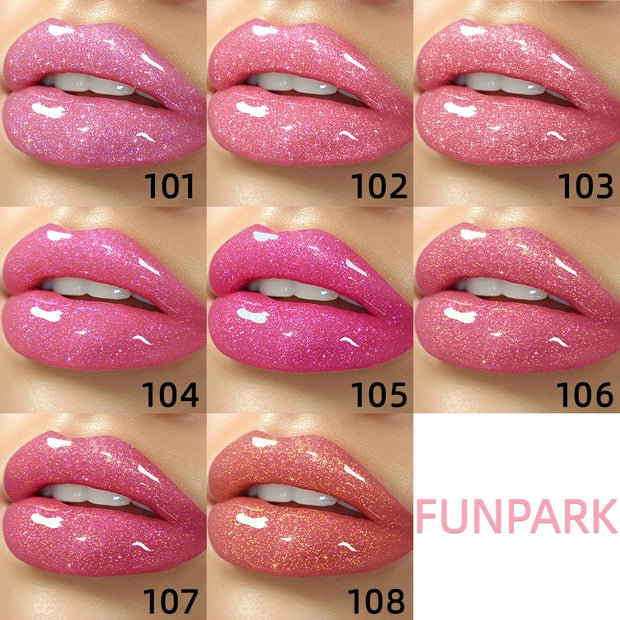 8-Color Glitter Shimmer Lip Gloss | Moisturizing Diamond Liquid Lipstick for Plump, Shiny Lips