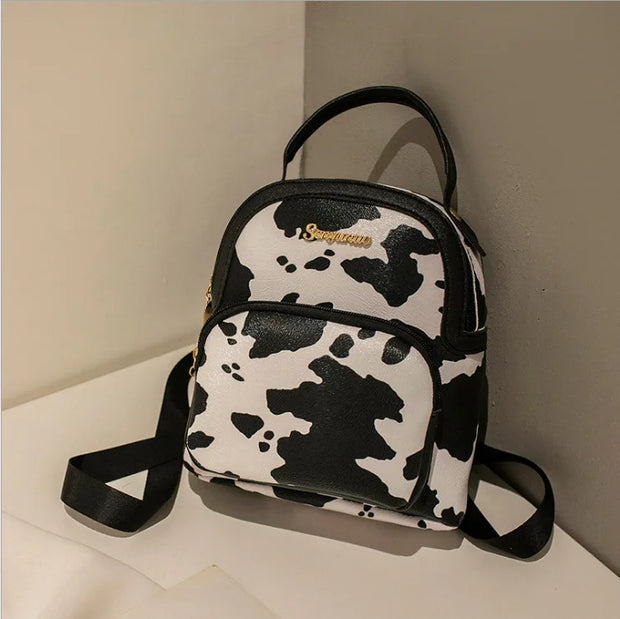 Women Mini Backpack Printed Cow Pattern Backpacks Simple Casual Student Bookbags Traveling Boin Purse Backpacks - Luxe Ladies Moda