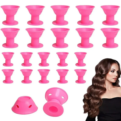 Pink Magic Silicone Hair Curlers with Bag and Hairnet Soft Rubber Magic Hair Care Rollers No Heat No Clip for Curlers - Luxe Ladies Moda