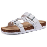 Women's Cork Footbed Sandals With Arch Support Summer Women Cork Slippers Slip-On Slide Sandals With Adjustable Buckle