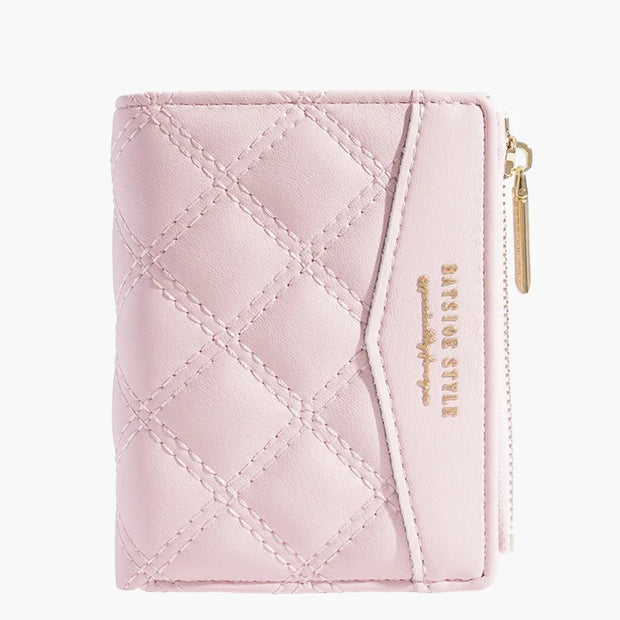 Embroidery Coin Purse Women Wallet Ladies PU Leather Solid Color Short Wallet Zipper Card Bag Card Holder Student Money Bag - Luxe Ladies Moda