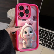 Lovely Pink Rabbit Silicone Case For Samsung Galaxy S24 S23 Ultra S22 S21 Plus S20 FE A12 A32 A52 A52S A23 A33 A53 A14 A34 A54 - Luxe Ladies Moda