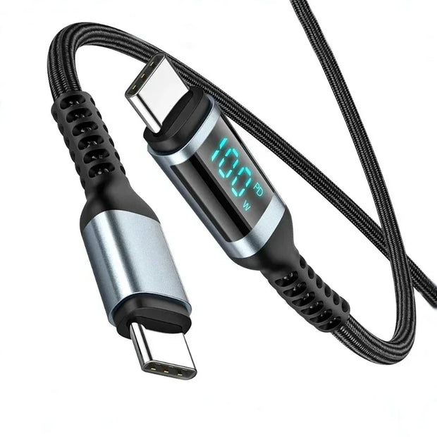 PD100W USB Type C to USB C Cable LED Display Fast Charging Charger 5A USB C Cord
