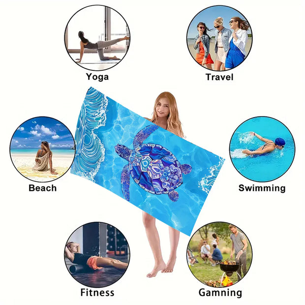 Print Sea Beach Towel Quick-Dry Washable Beach Towels Sandproof Portable Beach Towels For Travel Swimming Camping Beach - Luxe Ladies Moda
