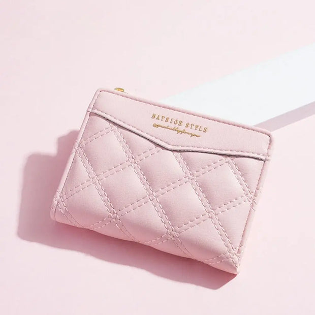 Embroidery Coin Purse Women Wallet Ladies PU Leather Solid Color Short Wallet Zipper Card Bag Card Holder Student Money Bag - Luxe Ladies Moda