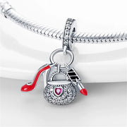 925 Sterling Silver Lipstick For High-heel Handbag Beads Fit Pandora Original Bracelet Charms Beads Women's Jewelry Gift - Luxe Ladies Moda