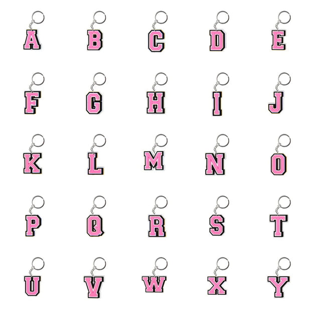 Cute Cartoon Pink Alphabet Keychains | A-Z Letter Keyrings for Personalized Style"