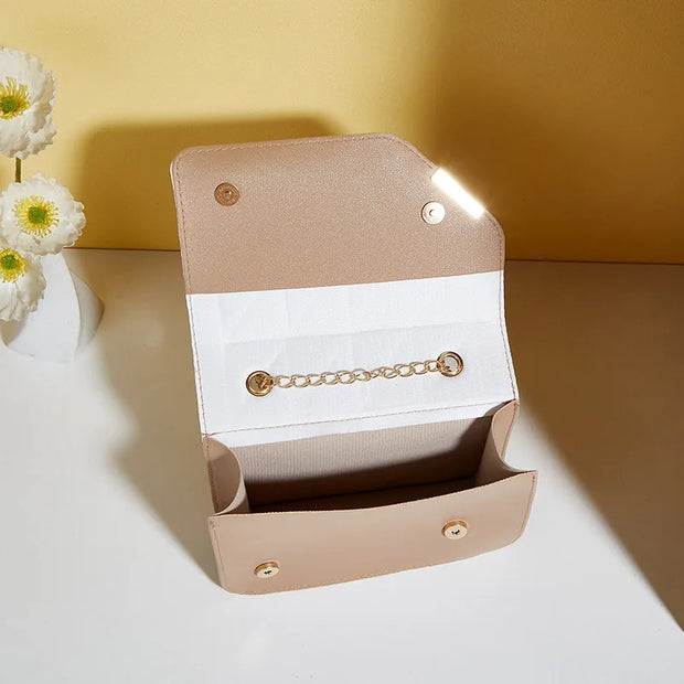 Triangle diamond check embroidery small square bag new fashion with solid color sequin magnetic link crossbody bag - Luxe Ladies Moda