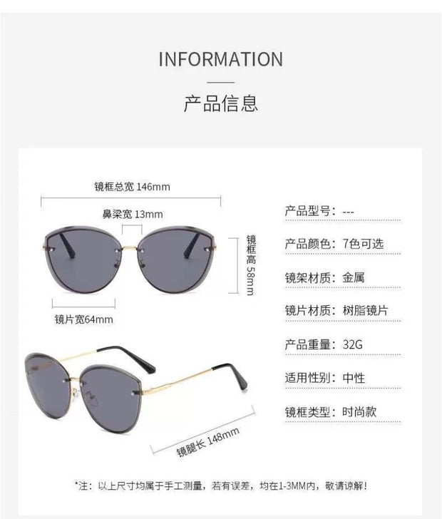 Fashion Cat Eyes Sunglasses Women Metal Female UV400 Vintage Ladies Stylish Design Oversized Square Sunglasses For Women - Luxe Ladies Moda