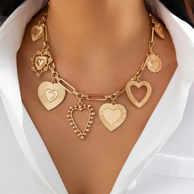 Punk Big Heart Pendant Necklace for Women Fashion Goth Metal Choker Necklace Charm Party Jewelry On The Neck Gifts - Luxe Ladies Moda