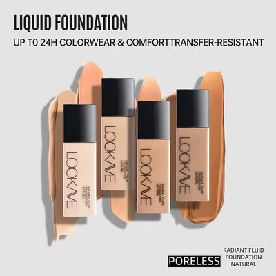 LOOKAVE Liquid Foundation Long Lasting Full Coverage Natural Matte Liquid Foundation Moisturizing Concealer CC Cream Base Makeup - Luxe Ladies Moda