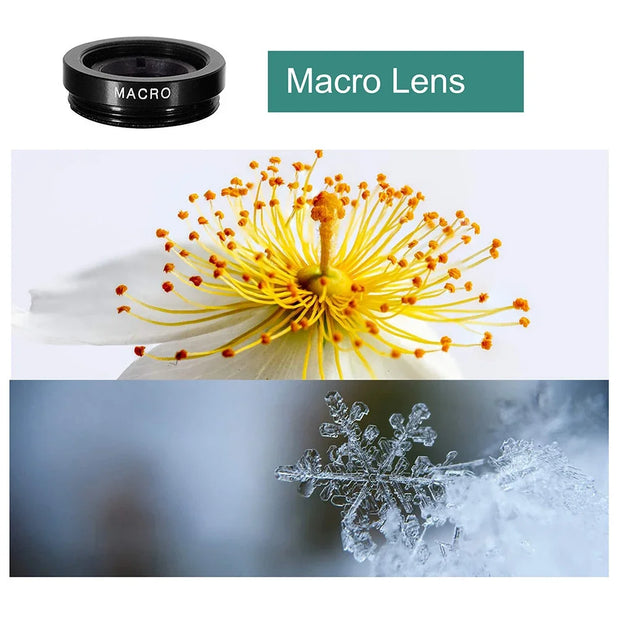 1 Set 3In1 Mobile Phone Fish Eye+Wide Angle+Macro Lightweight Camera Lens With Clip Universal Cell Phone Lens For iPhone - Luxe Ladies Moda