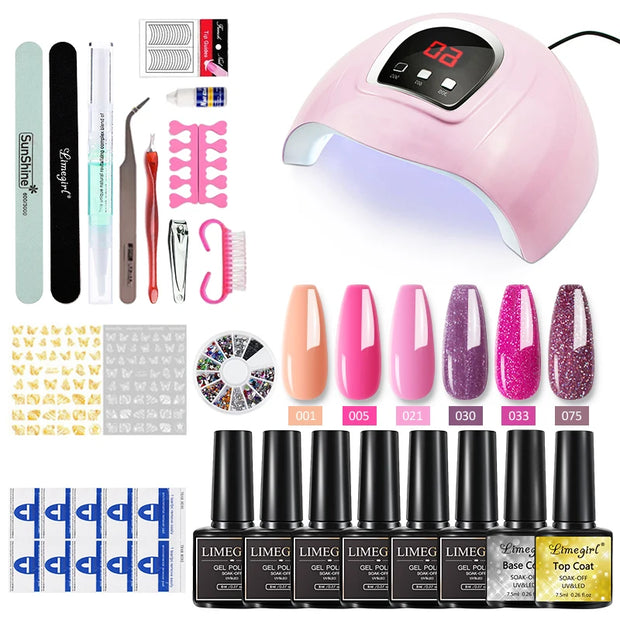 Nail Set Nail Gel Tools Kit 54W Nail Lamp 18/12/7 Colors UV Gel Nail Polish Kit Contains Nail Drill Machine Nail Kit