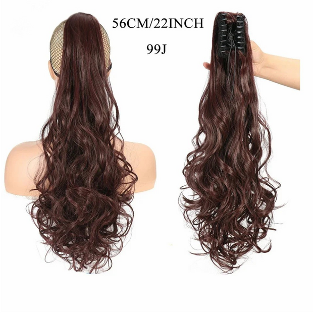 Water Wave Claw Clip In Ponytail Hair Extension Ombre Color Curly Wavy Synthetic Ponytail Extension Hair For Women Pony Tail