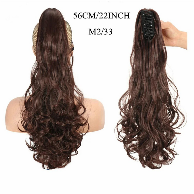 Water Wave Claw Clip In Ponytail Hair Extension Ombre Color Curly Wavy Synthetic Ponytail Extension Hair For Women Pony Tail