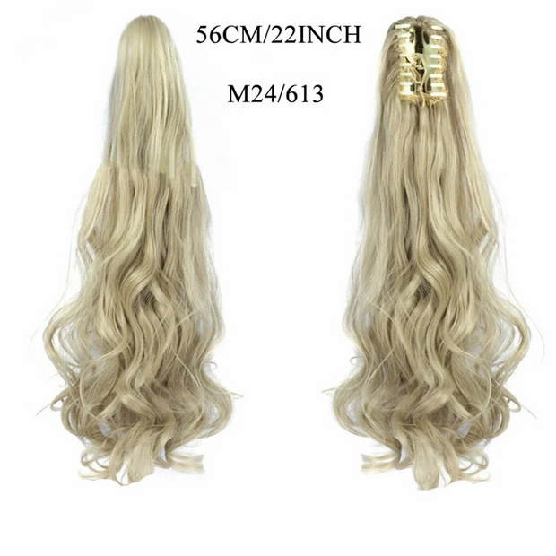 Water Wave Claw Clip In Ponytail Hair Extension Ombre Color Curly Wavy Synthetic Ponytail Extension Hair For Women Pony Tail