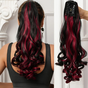 Water Wave Claw Clip In Ponytail Hair Extension Ombre Color Curly Wavy Synthetic Ponytail Extension Hair For Women Pony Tail