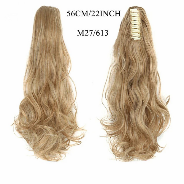 Water Wave Claw Clip In Ponytail Hair Extension Ombre Color Curly Wavy Synthetic Ponytail Extension Hair For Women Pony Tail