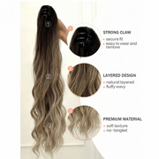 Water Wave Claw Clip In Ponytail Hair Extension Ombre Color Curly Wavy Synthetic Ponytail Extension Hair For Women Pony Tail