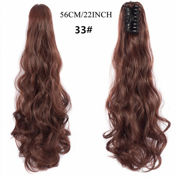 Water Wave Claw Clip In Ponytail Hair Extension Ombre Color Curly Wavy Synthetic Ponytail Extension Hair For Women Pony Tail