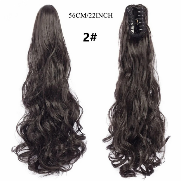 Water Wave Claw Clip In Ponytail Hair Extension Ombre Color Curly Wavy Synthetic Ponytail Extension Hair For Women Pony Tail