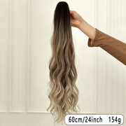 Water Wave Claw Clip In Ponytail Hair Extension Ombre Color Curly Wavy Synthetic Ponytail Extension Hair For Women Pony Tail
