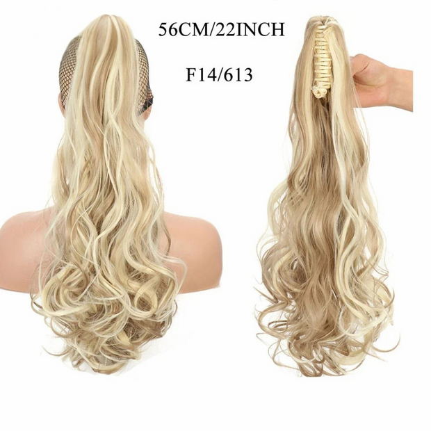 Water Wave Claw Clip In Ponytail Hair Extension Ombre Color Curly Wavy Synthetic Ponytail Extension Hair For Women Pony Tail