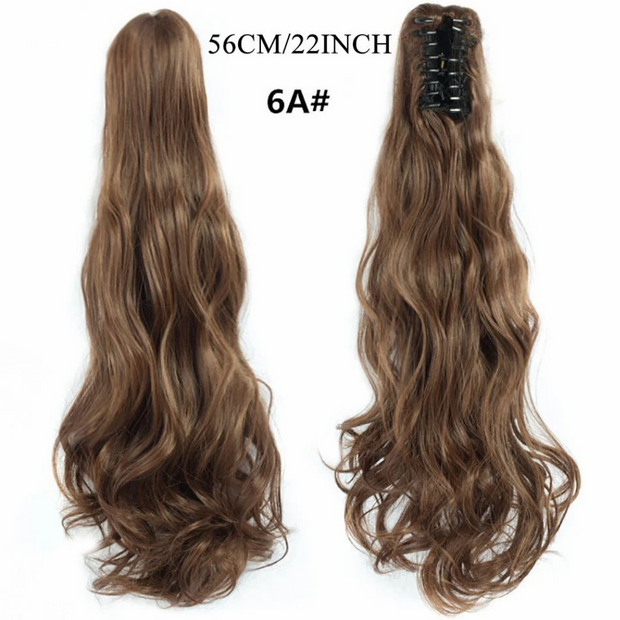 Water Wave Claw Clip In Ponytail Hair Extension Ombre Color Curly Wavy Synthetic Ponytail Extension Hair For Women Pony Tail