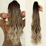 Water Wave Claw Clip In Ponytail Hair Extension Ombre Color Curly Wavy Synthetic Ponytail Extension Hair For Women Pony Tail