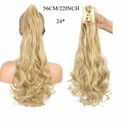 Water Wave Claw Clip In Ponytail Hair Extension Ombre Color Curly Wavy Synthetic Ponytail Extension Hair For Women Pony Tail