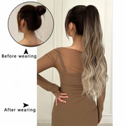 Water Wave Claw Clip In Ponytail Hair Extension Ombre Color Curly Wavy Synthetic Ponytail Extension Hair For Women Pony Tail