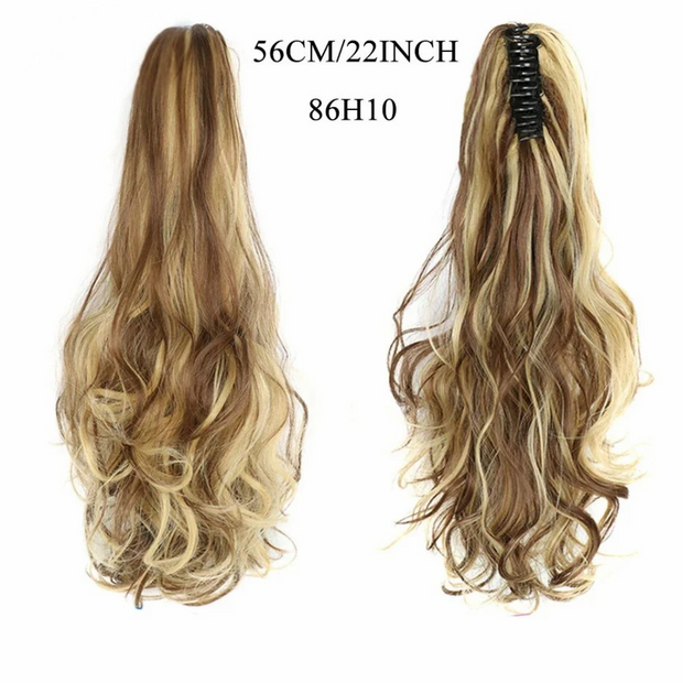Water Wave Claw Clip In Ponytail Hair Extension Ombre Color Curly Wavy Synthetic Ponytail Extension Hair For Women Pony Tail